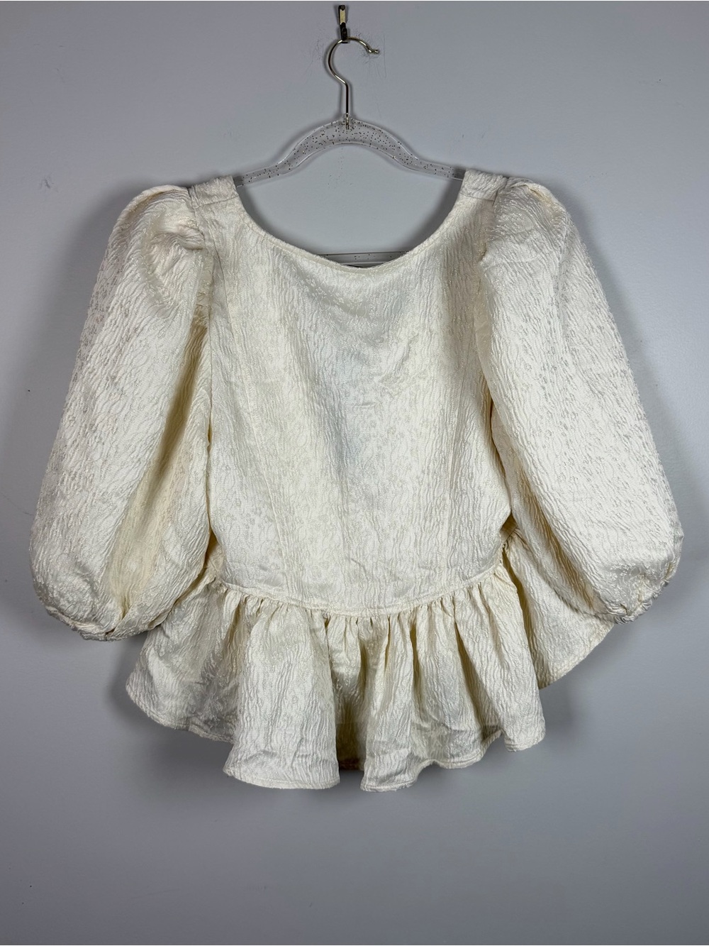 Free People Women's Pamela Bow Top Ivory White Alyssum Frilly Blouse Size Medium - Picture 6 of 11